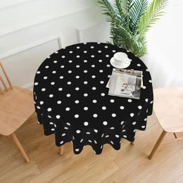 Table Cloth Black Polka Dots Round Tablecloth Vintage Print Protector Retro Kitchen Dining Room Pattern Cover