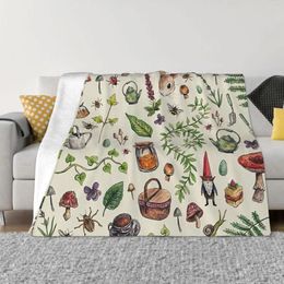 Blankets Mushroom Mushrooms Forest Blanket Flannel Spring Autumn Cottagecore Light Green Warm Throws For Winter Bedding