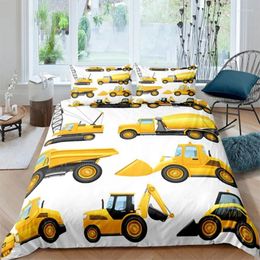 Bedding Sets Kids Set For Boys Girls Excavator Vehicle Car Comforter Cover Child Nursery Bedroom Decor King Size 3 Pcs