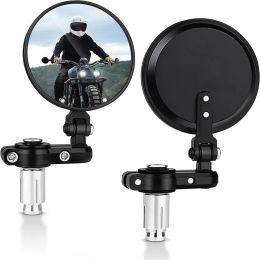 2024 2PCS /SET 22mm Universal Motorcycle Mirror Aluminium Black Handle Bar End Rearview Side Mirrors Motor Accessories