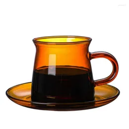 Wine Glasses 1 Piece 220ml High Borosilicate Blue Amber Colored Material Glass Tea Cup And Saucer Set For Coffee Milk Water Drinking