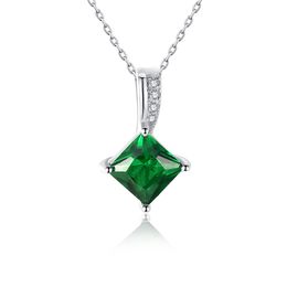 Vintage Emerald Pendant Necklace S925 Silver Micro Set Zircon Brand Luxury Necklace European American Fashion Women High end Collar Chain Necklace Jewellery Gift spc