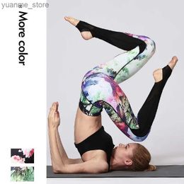 Yoga Outfits Cloud Hide Yoga Pants Flower Sports Leggings High Waist Sexy Women Long Tights Running Trouser Workout Plus Size Tummy Control Y240410