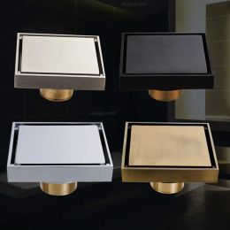 Bathroom Brass Floor Drain Square Tile Insert Invisible Floor Drain 100x100mm Bathroom Balcony Anti Odour Shower Drain