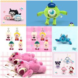 Cartoon cute cross dressing cat big eared dog Kuromi plush toy doll keychain grab doll machine pendant