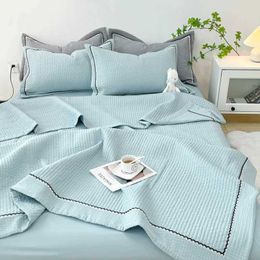Blankets French Style Quilted Summer Comforter Set Elegance Princess Bubble Yarn Air Conditioning Quilt Set Skin-friendly Blanket Summer