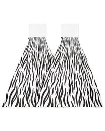 Animal Skin Texture Zebra Black White Bathroom Hand Towel Kitchen Absorbent Hand Towels Custom Hanging Wipe Towel Hand Cloth