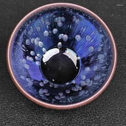 Cups Saucers Blue Oil Drop Tea Cup High Quality Tianmu Calyx Master Large Iron Foetus Sky Single Teacup