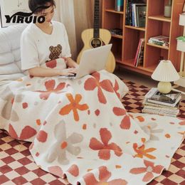 Blankets YIRUIO Bohemian Floral Pattern Knitted Blanket Home Room Decorative Throw For Sofa Bed Super Soft Downy