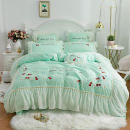 Bedding Sets Duvet Cover Set Korean Pink Lace Princess Style Cotton Pure Girl Heart Net Red Bed Linen Home Textiles