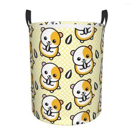 Laundry Bags Folding Basket Hamsters Sunflower Yellow Polka Dots Dirty Clothes Toys Storage Bucket Wardrobe Clothing Organizer Hamper