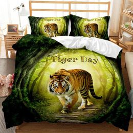 Bedding Sets Animal World Set 3D Duvet Cover Pillowcase Big Tiger Bedclothes Comforter Single Twin King Bed Home Textile