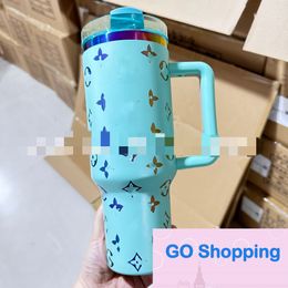 Top New 40Oz Car Cup Handle Cups Ice Cream Cups Vacuum Thermos Cup with Straw Factory Direct Sales