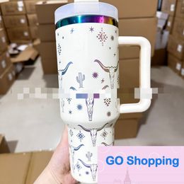 Lux New 40Oz Car Cup Handle Cups Ice Cream Cups Vacuum Thermos Cup with Straw Factory Direct Sales