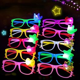 Party Decoration 24pcs Star Crown Cartoon Light Up LED Glasses Frame Glowing Toys Favors Supplies Girls Kids Children Sunglasses