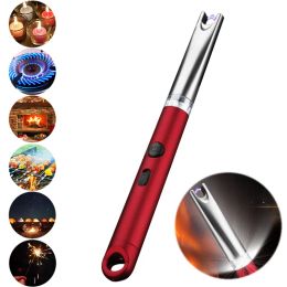 Mini Arc Plasma Lighter with LED Flashlight Rechargeable Flameless Lighters for Candle Kitchen Fireplace Pilot Light BBQ Stove Camping ZZ