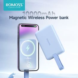 ROMOSS Power Bank 10000 mAh 15W Magsafe Powerbank 20W Wired Spare Battery Charger For xiaomi 14 Xiaomi 13 iphone 15 Cellphones