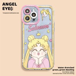 Clear Silicone Phone Case for iPhone 7 8 15 Pro XR XS Max SE 12 13 Mini 11 Pro 14 Pro Max 12 Mini 7 8 Plus Cute S-Sailor-Moons