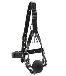 Female Black Leather Harness Open Mouth Ball Gags Stainless Steel Nose Hook Bondage Device Adult Passion Flirting BDSM Sex Games P3094862