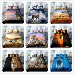 Bedding Sets 3D Animal Style Bed Set HD Digital Tiger Lion Print Duvet Cover Pillowcase 2/3pcs Clothes US/AU/EU Size