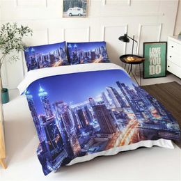 Bedding Sets Duvet Cover 3d Print Urban Scenery Series Double Bedspread With Pillowcases Soft Warm Bed Comforters Home Decor