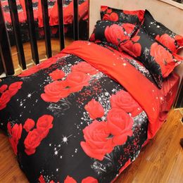 Bedding Sets 3D Flowers Set Printed Polyester 230x200cm Duvet Cover Bedsheet With Pillow Sham Comforter Home Textiles King Size