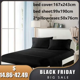 Bedding Sets 4pcs/set Solid Colour Bed Linings Set Polyester Sheet & Coverlet 2pcs Pillowcases Accessories For Bedroom El