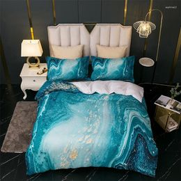 Bedding Sets Marble Duvet Cover Set Green Luxury Abstract Art 3D Quilt Bed Pillowcases Single Double Size Linen