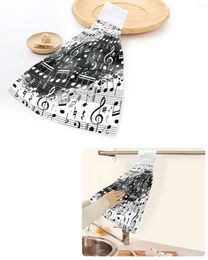 Towel Note Music Black White Watercolour Splash Hand Towels Home Kitchen Bathroom Hanging Dishcloths Loops Absorbent Custom Wipe