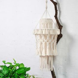 Tapestries Home Boho Decor Hanging Lamp Decoration Macrame Hand-knitted Lampshade Living Room Wedding Decorative Tassel Tapestry