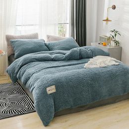 Bedding Sets Home Textiles Quilt Cover 1pcs Pillow Case 2pcs Winter Soft Warm Lamb Cashmere Duvet Solid Fleece Bed