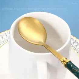 Spoons Ice Cream Spoon Mirror Polishing Imitation Ceramic Creative Nordic Wholesale Tableware Handle Eco-friendly Marble Pattern