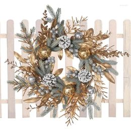 Decorative Flowers Christmas Pinecone Wreath DIY Xmas Tree Hanging Ornaments For Front Door Fall With Greenery Garland Pendant Decoration