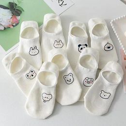 Women Socks 5 Pairs/lot Short For Summer White Cow Panda Koala Animal Ankle Cute Funny Happy No Show