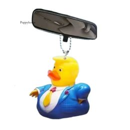 Ducks Rearview Mirror Key Chain Car Decoration Flat Acrylic Trump Pendant 0418