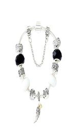Strands bracelet angel wings beaded DIY large hole black and white glaze jewelry6051980