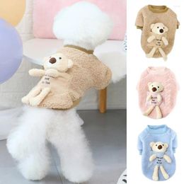 Dog Apparel Pretty Pet Clothing Skin-friendly Sweatshirt Solid Colour Easy-wearing Cute Dogs Fleece Clothes With Doll