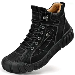 Casual Shoes Men Leather Hiking -Absorbing Footwear Wear-Resistant Tooling Fashion Sneakers