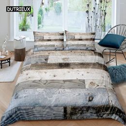 Bedding Sets Wood Barn Door Duvet Cover Set Western King Size Rustic Wooden Board Farmhouse Country Style Polyester Quilt