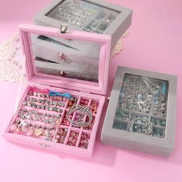 Strands DIY Beaded Bracelet Set with Storage Box Girls Bracelet Diy Handmade Jewellery Making Kit Acrylic Large Hole Beads Christmas Gift