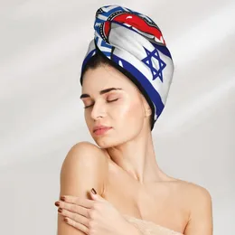 Towel Art Sexy Lips Tongue With Israel Flag Hair Bath Head Turban Wrap Quick Dry For Drying Women Girls Bathroom