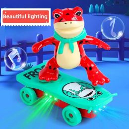 Lights Electric Scooter Stunt Scooter Toy Led Lights 360degree Rotating Music Electric Frog Skateboard Balance Bike for Kids Toy