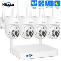 Cameras Hiseeu 5MP WiFi CCTV PTZ Camera Security System Kit 10CH NVR Recorder AI Motion Tracking IP Camera Set Video Surveillance System