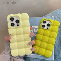 Cell Phone Cases Cute Stylish Bread Chocolate Block 3D Phone Case For iPhone 14 13 12 15 Pro Max 11 Glossy Protective Cover Fundas d240424