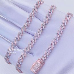 Pendant Necklaces Wholesale Price 5mm Width One Row 925 Sterling Silver Iced Out 5a Cz Stone Hip Hop Miami Cuban Link Chain