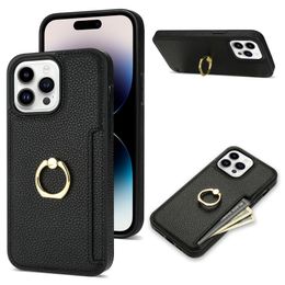 Design Iphone Cases Leather Phone Case Ring Buckle Apple Protective Case Card Holder Side Stick Skin Feel Leather Suitable For IPhone 15 Plus 14 13 12 11 Pro Max