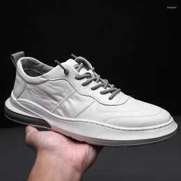 Casual Shoes Men's White Real Leather Low Cowhide Brand Designer Fashion Men Loafers Sneakers For