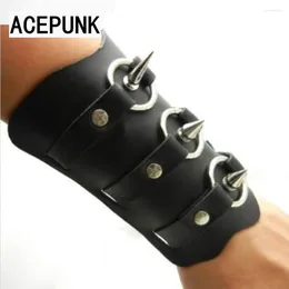 Charm Bracelets 2024 Punk Cool Thick Cow Leather Bracelet Wrist Band Super Star Spike & Bangles Pulseira Masculina Bileklik