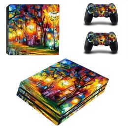 Stickers Oil Painting Style Skin Sticker for PS4 Pro PlayStation 4 Pro Console & Controllers Decal Vinyl Skins Accessories Style 14