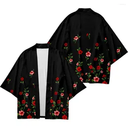 Ethnic Clothing Summer Creative Floral Shirt Three-quarter Sleeves Kimono Stand Collar Cardigan Loose Large Size National Style Men's Jacket